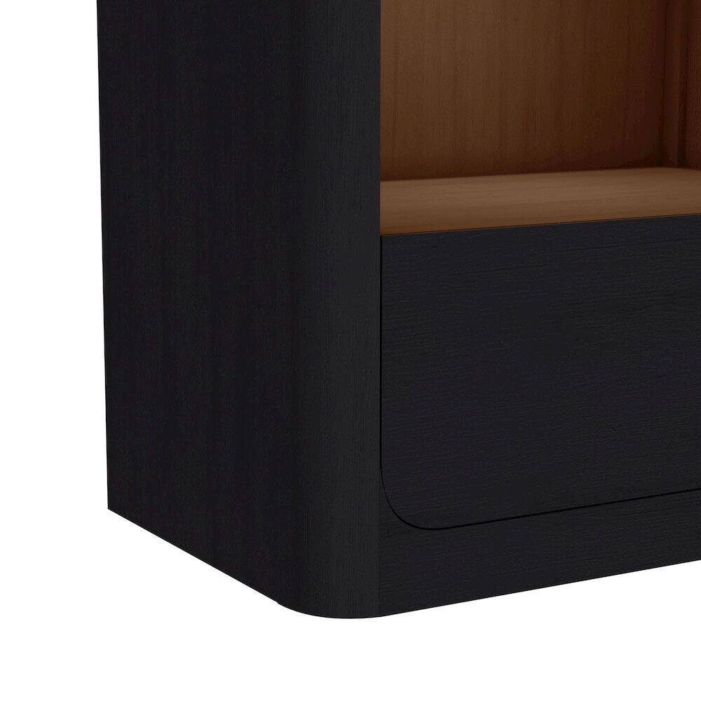 Back. Picket House Furnishings - Camelot Nightstand with USB and LED in Black - Black.