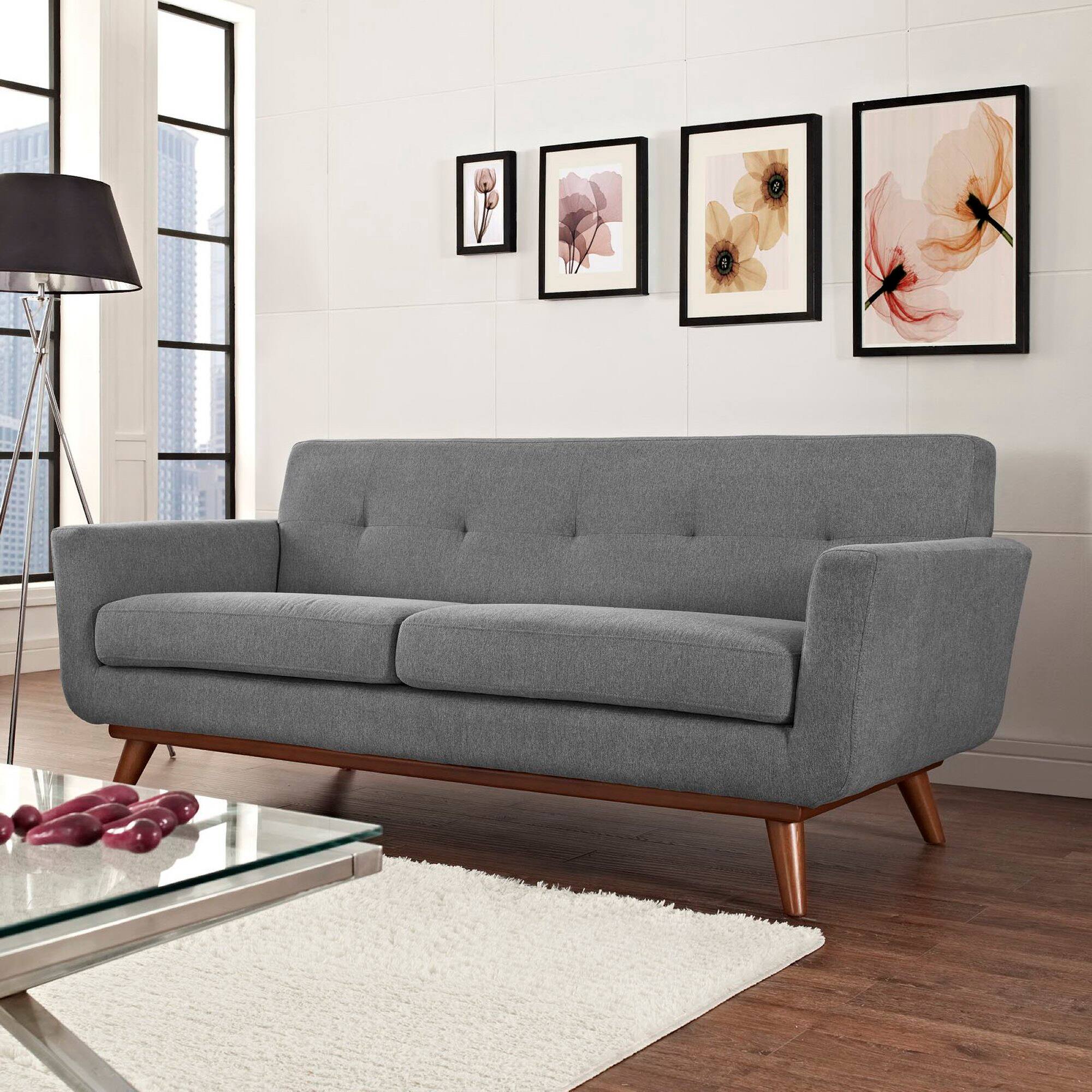 Back. Modway - Engage Upholstered Fabric Loveseat by Modway - Expectation Gray.