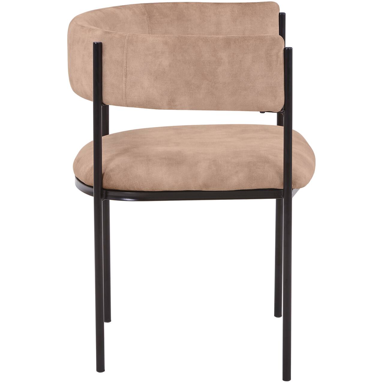 Alt View 3. LeisureMod - Cyril Modern Leather/Velvet/Suede Fabric U-Shaped Dining Chair with Iron Frame for Home Dining Room or Office - Light Brown.