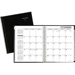 AT-A-GLANCE - 2026 DayMinder 7" x 8.5" Monthly Planner, Faux Leather Cover - Black