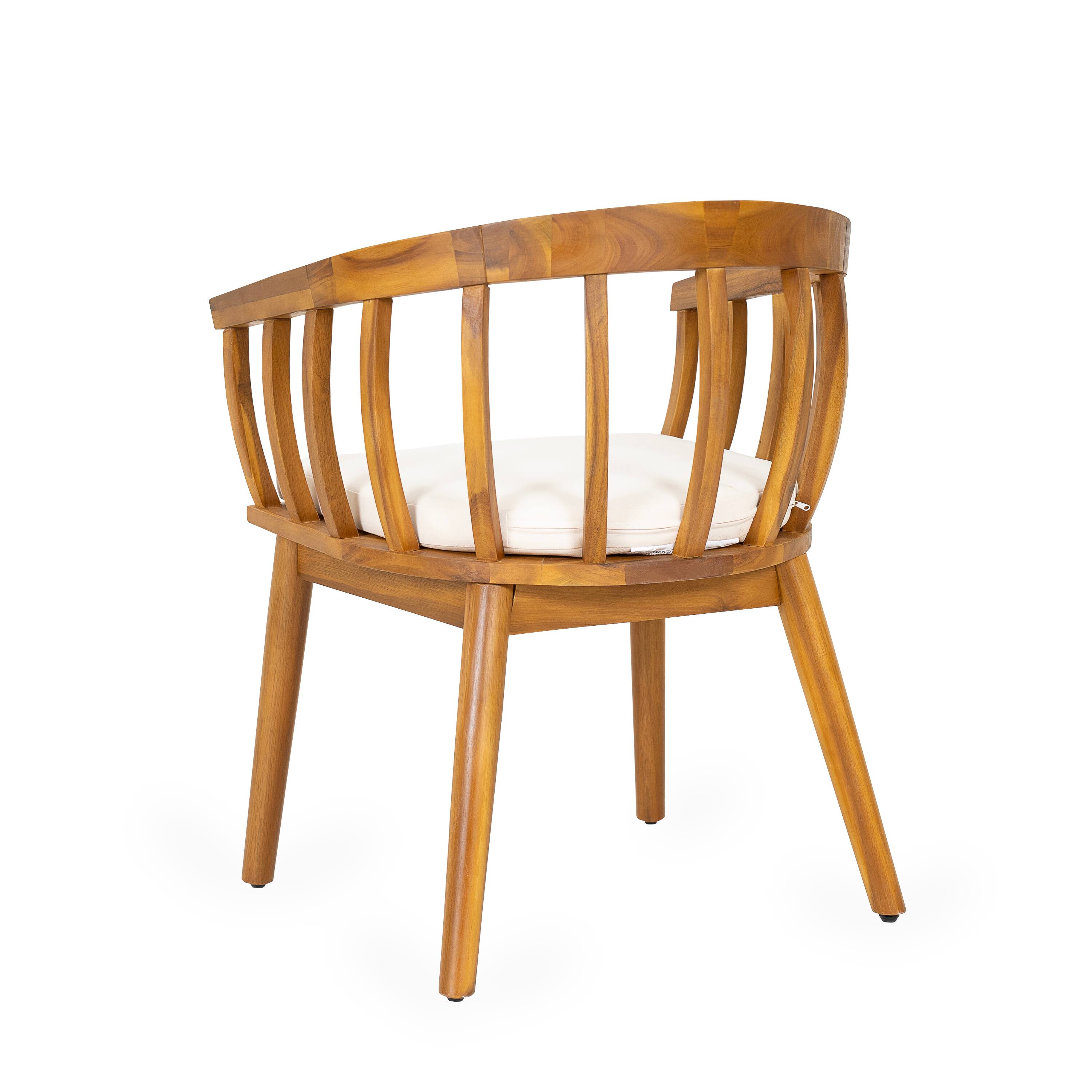 Alt View 1. Mondawe - Set of 2 Dining Armchair with Cushion - Teak+ Beige.