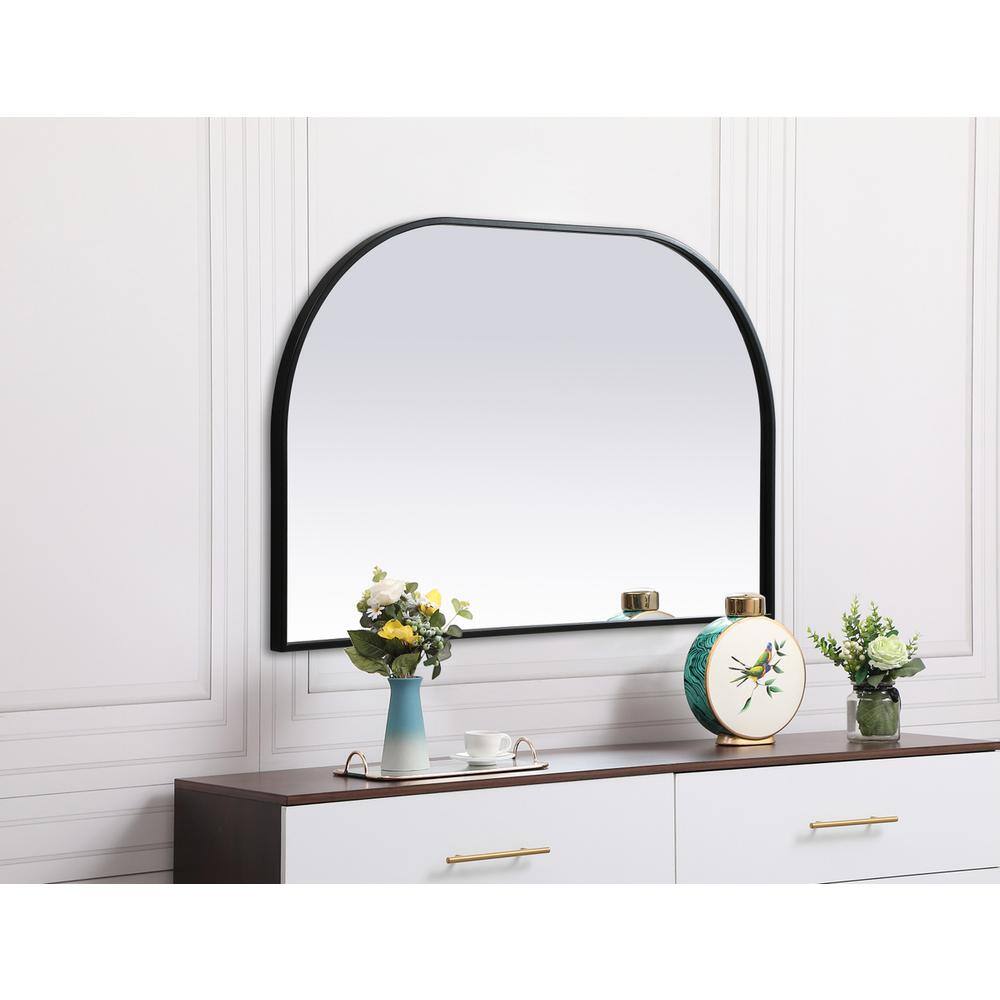 Alt View 4. Elegant Decor - Metal Frame Arch Mirror 39x24 Inch in Black - Black.