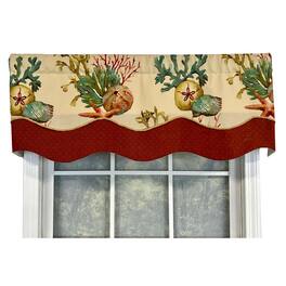 RLF Home - Seabed Glory Window Treatment Valance 3" Rod Pocket 50" x 16" - Oyster