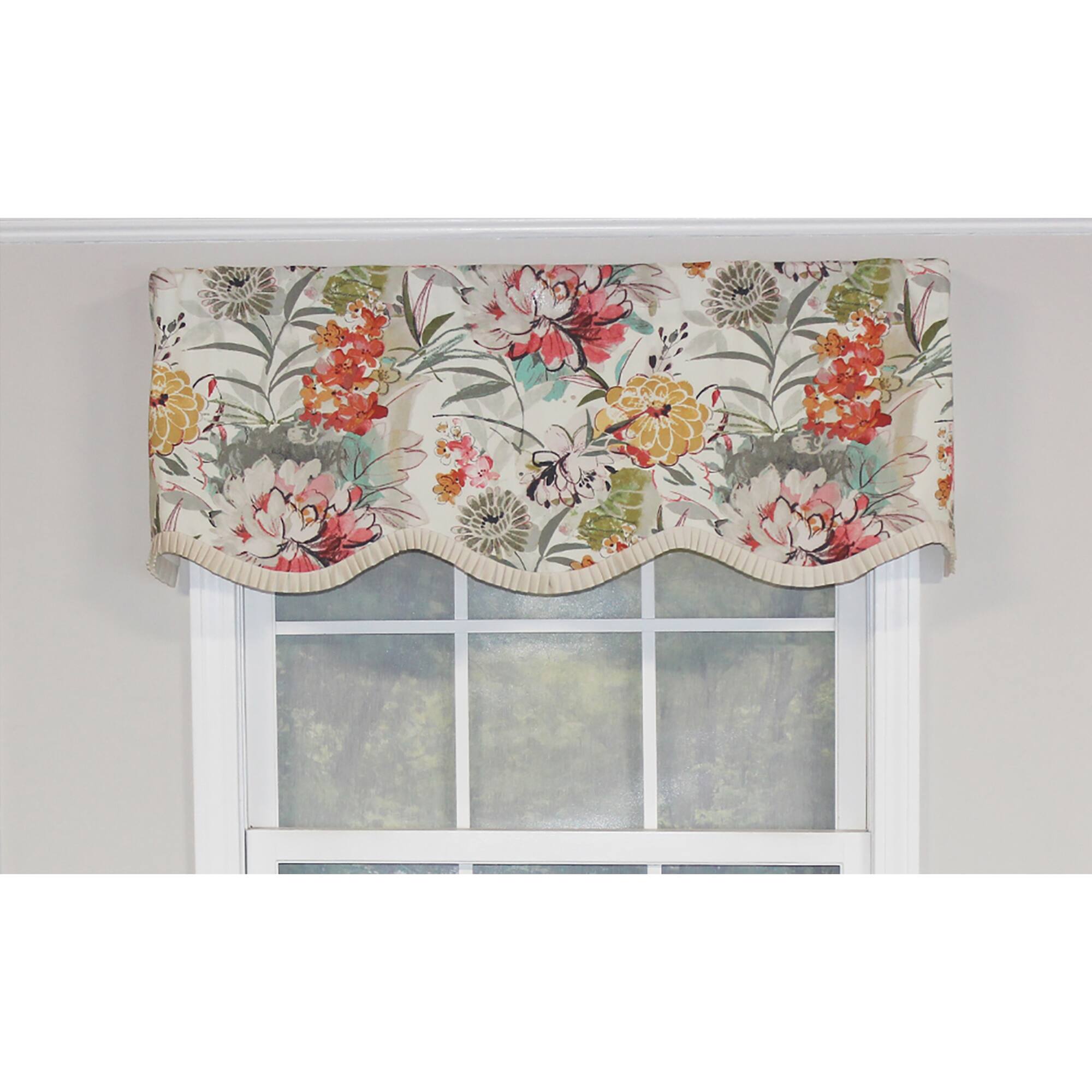 Front. RLF Home - RLF Home Kira Ruffle Provance 3" Rod Pocket Valance 50" x 16" Multicolor - Multi.