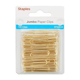 Staples - Jumbo Paper Clips, 100/Pack - Gold