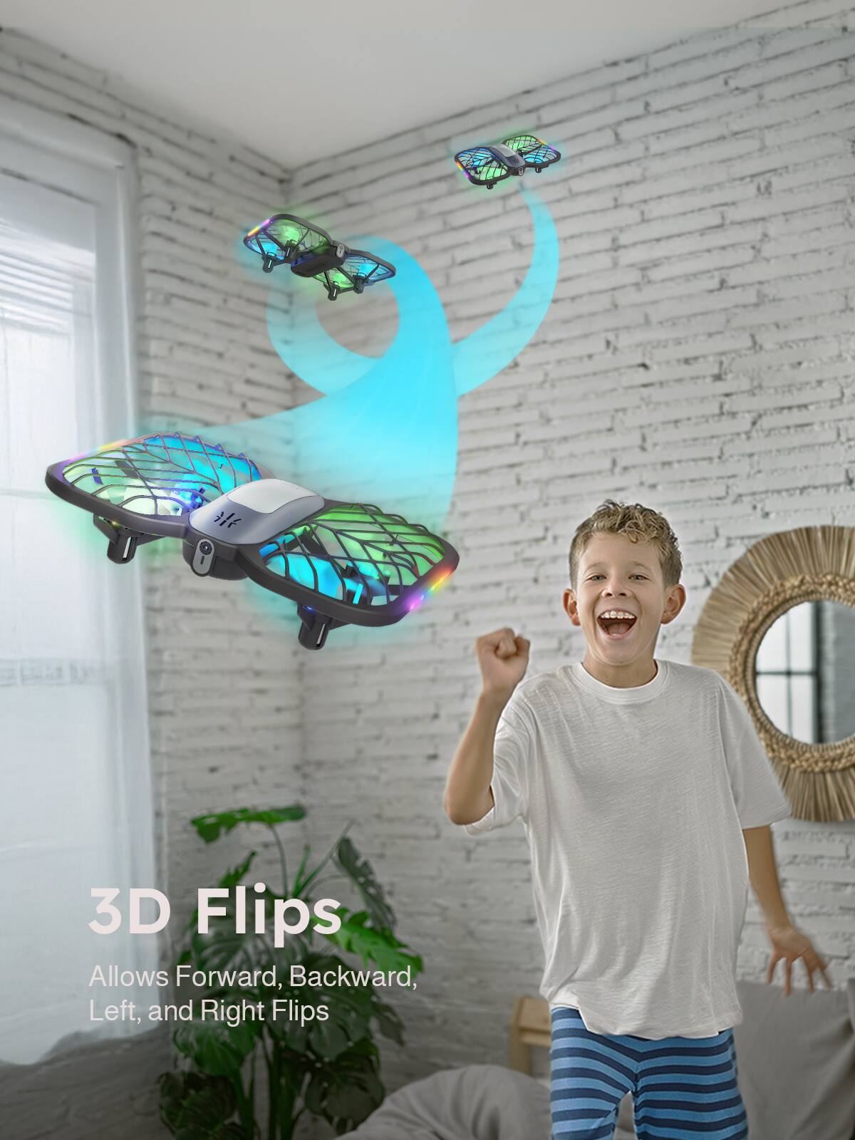 "3D Flips Allows Forward, Backward, Left, and Right Flips"