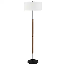 Hudson&Canal - Simone Floor Lamp - Blackened Bronze/Rustic Oak