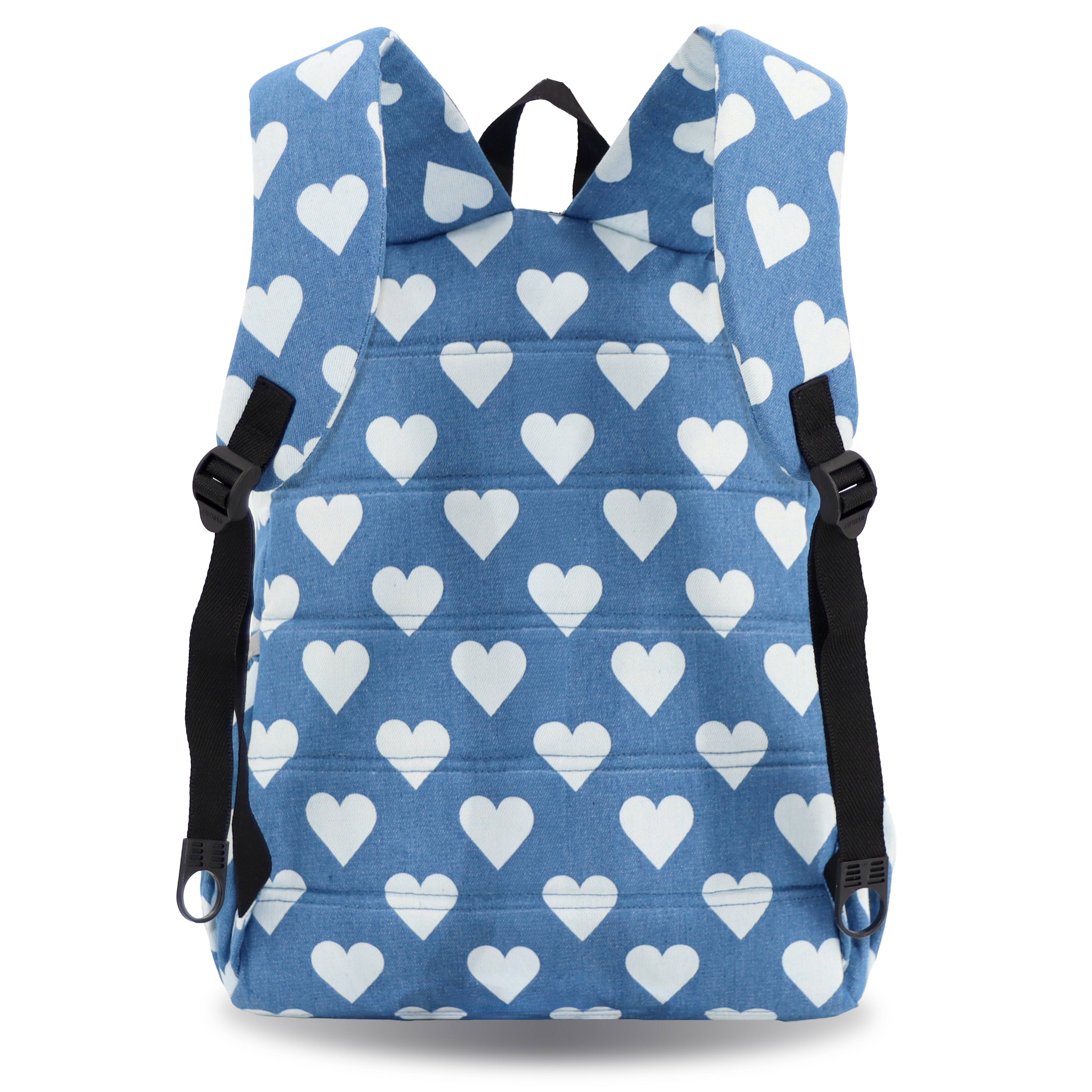 Back. J World - J World Unisex Oz 17" Daily Backpack For School And Travel - Denim Heart - DENIM HEART.