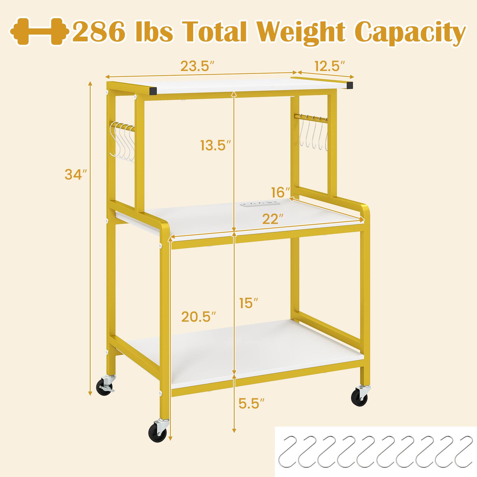 286 lbs Total Weight Capacity

23.5" 12.5" 13.5" 34" 16" 22" 20.5" 15" 5.5"
