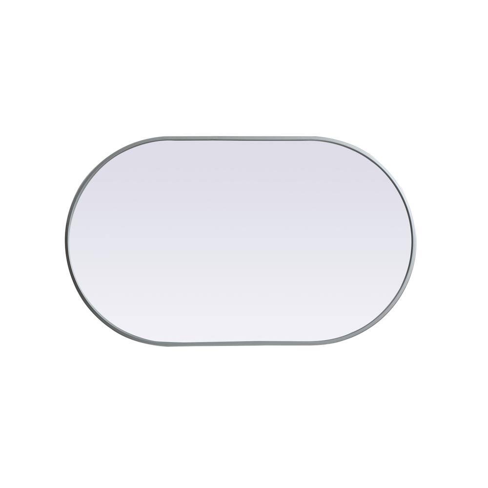 Back. Elegant Decor - Metal Frame Oval Mirror 24x40 Inch in Silver - Silver.