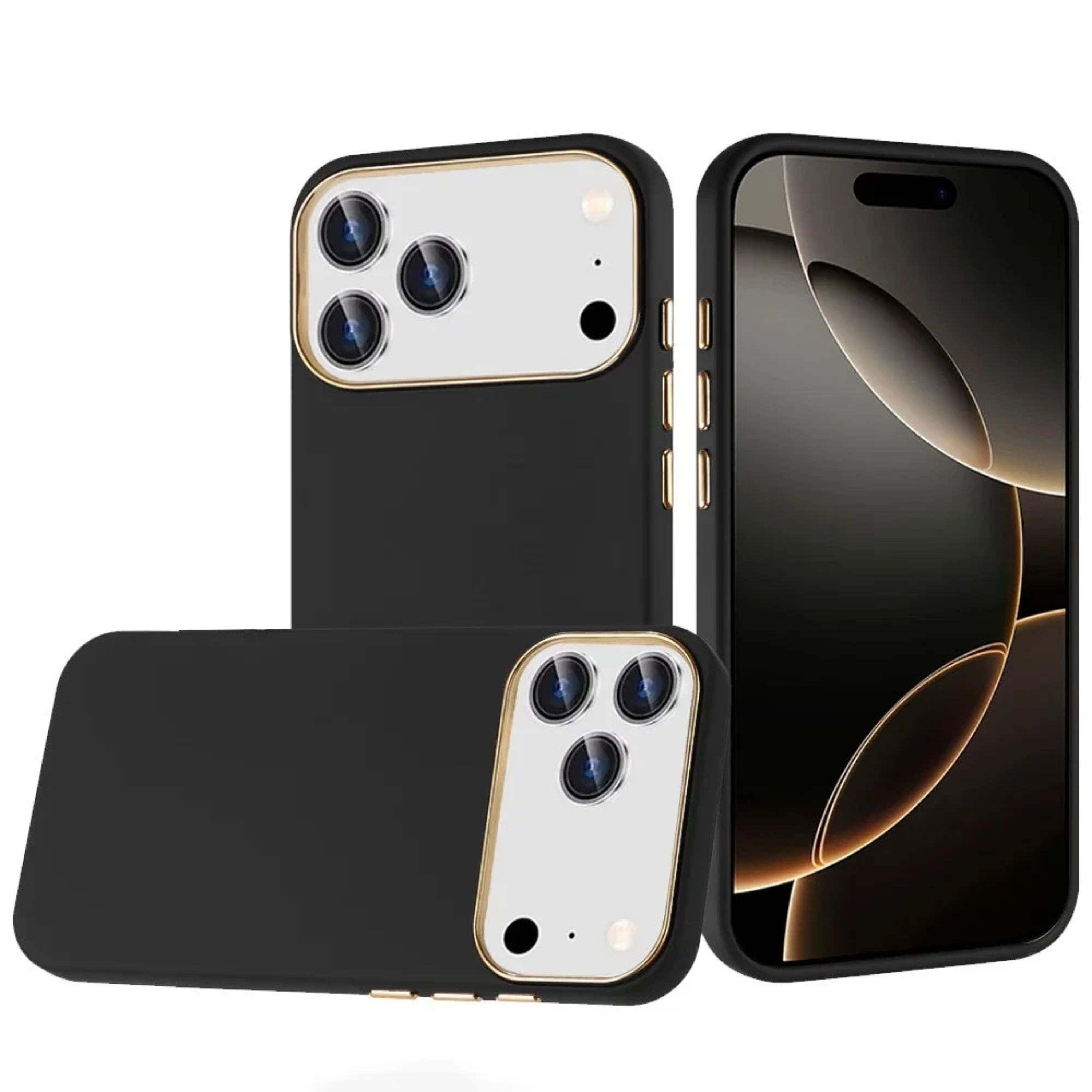 Kitcheniva - Premium Soft Chrome Button Case With Tempered Glass For iPhone 17 Pro Max - Black price history on PriceWatchPro