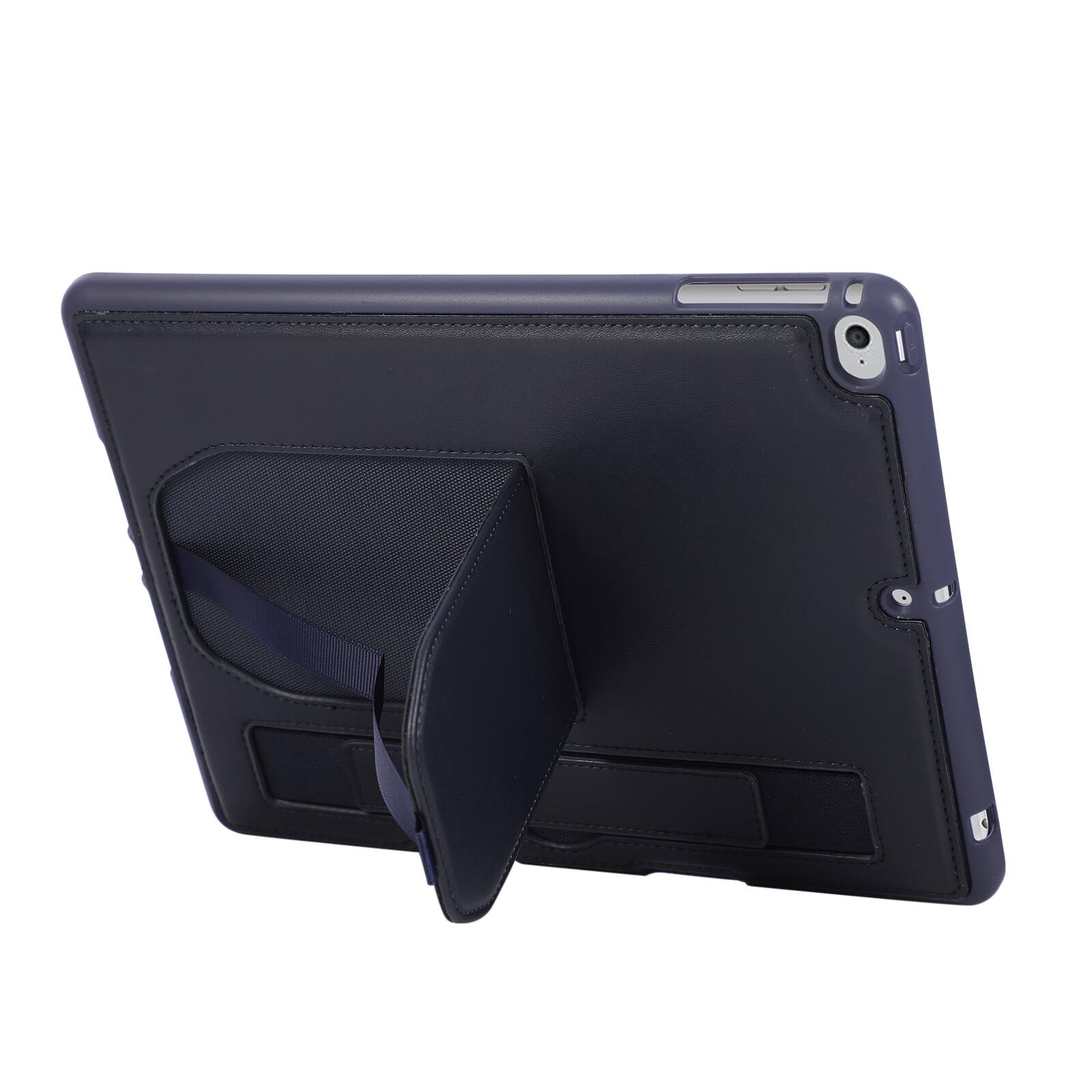 Alt View 1. Dteck - Shockproof Case for Apple iPad (6th Generation) 9.7" 2018 with Hand Strap and Kickstand, PU Leather TPU Protective Cover - Blue.