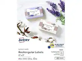 Avery - Sure Feed Laser/Inkjet Rectangle Labels, 2" x 3", 80 Labels/Pack - Glossy White