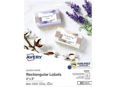 Avery - Sure Feed Laser/Inkjet Rectangle Labels, 2" x 3", 80 Labels/Pack - Glossy White