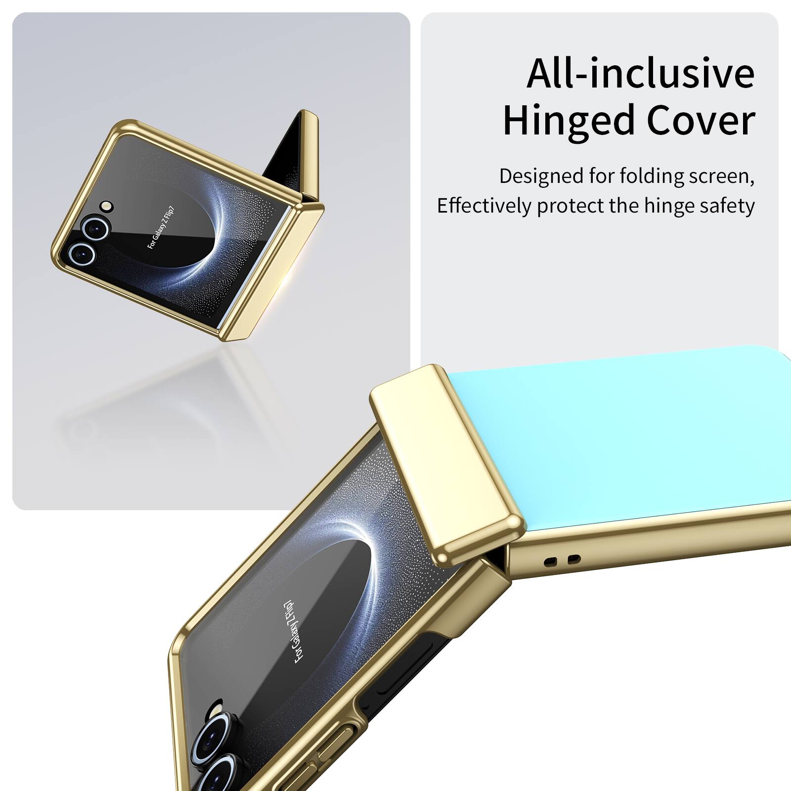 For Galaxy Z Flip7 All-inclusive Hinged Cover Designed for folding screen, Effectively protect the hinge safety