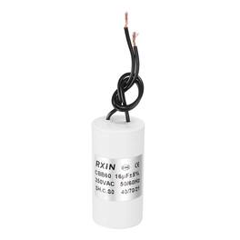 Unique Bargains - 16uF CBB60 Running Capacitor, AC 250V Cylinder 2 Wire for Air Conditioner, Compressor, Washing Machine - White