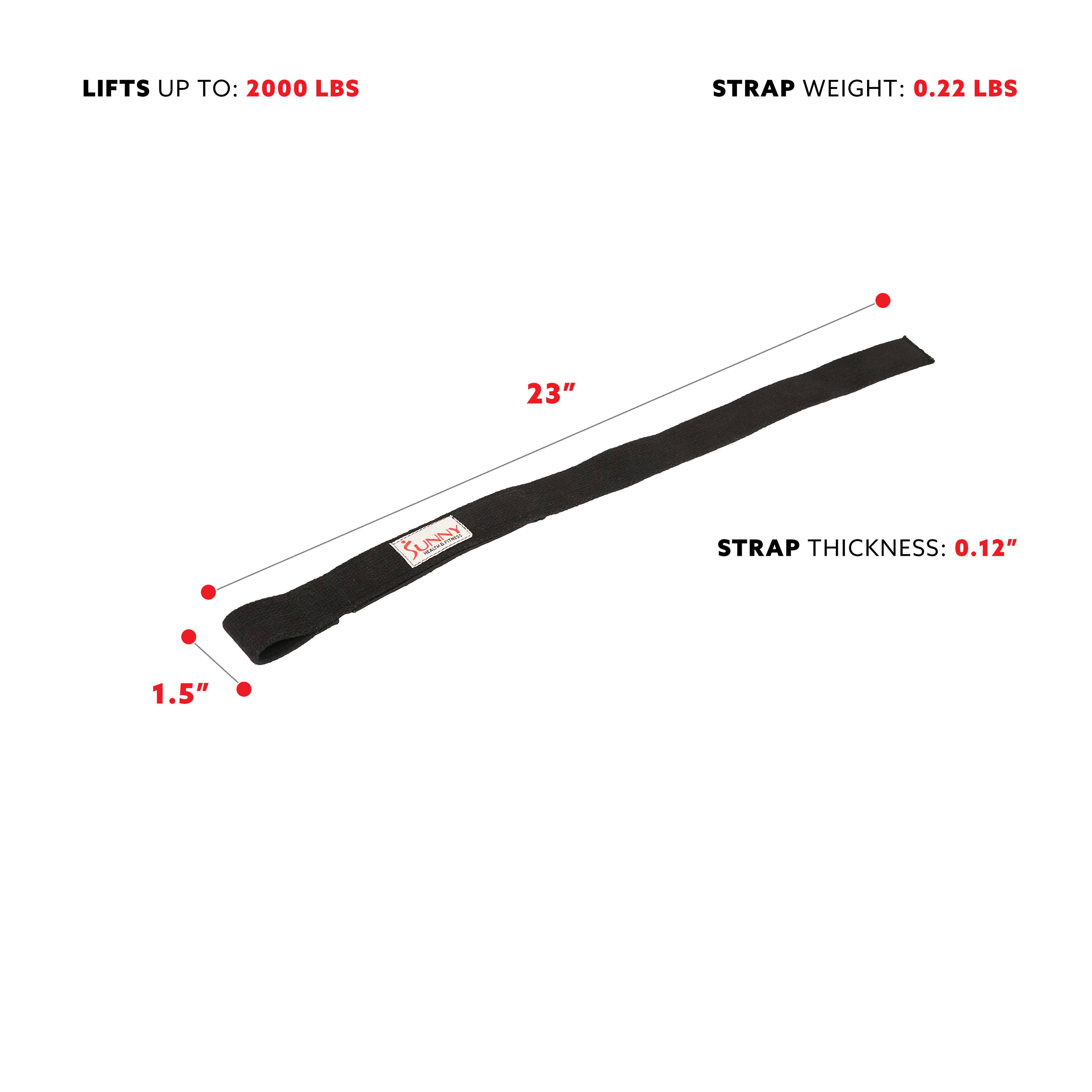 LIFTS UP TO: 2000 LBS  
STRAP WEIGHT: 0.22 LBS  
STRAP THICKNESS: 0.12"  
23"  
1.5"