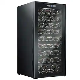 KingChii - 66-Bottle Dual Zone Wine Cooler Refrigerator with Digital Temperature Control and Low Noise Compressor - Black