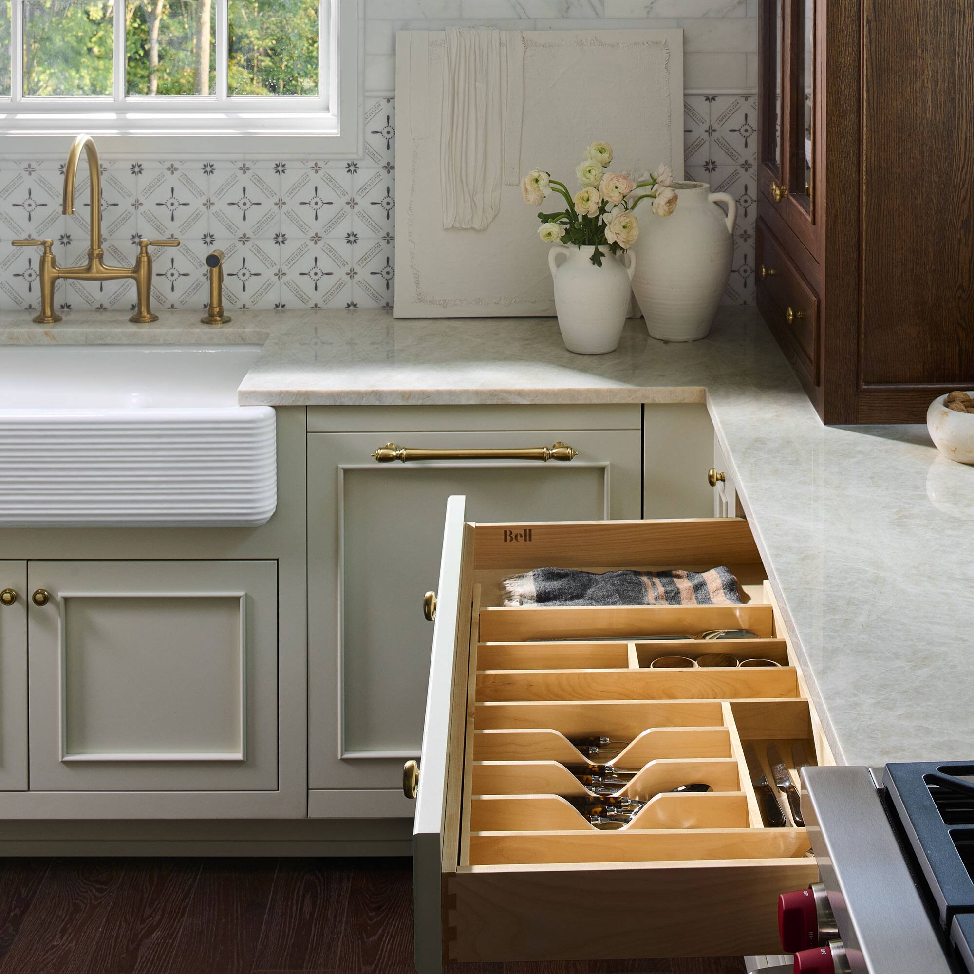 Alt View 4. Rev-A-Shelf - Rev-A-Shelf Trim to Fit Shallow Drawer Organizer, 33.13" x 22", 4WUTCT-36SH-1 - Light Brown.