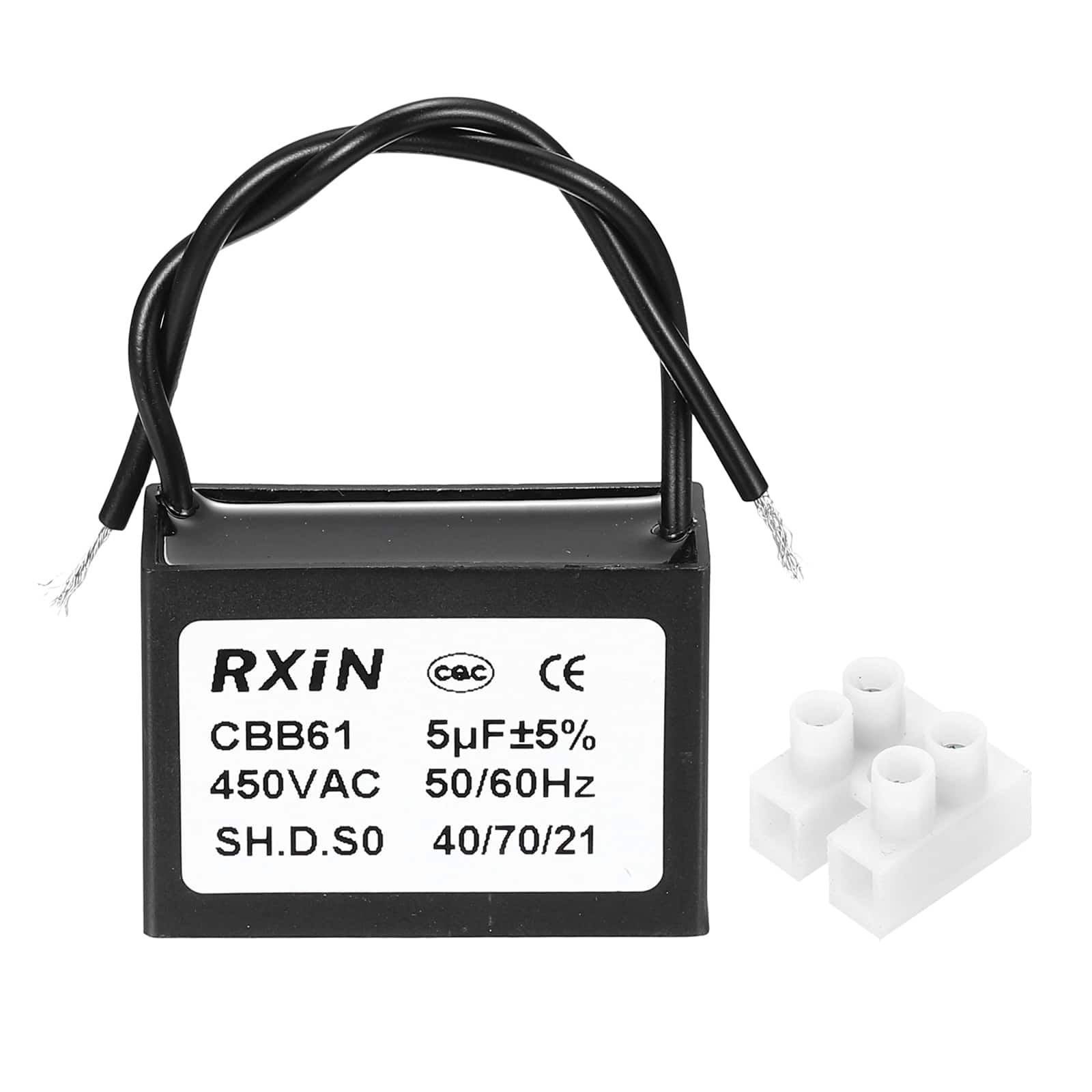 Unique Bargains - 5uF CBB61 Capacitor, AC 450V 2-Wire for Ceiling Fan, Motor Generator, Blower, Exhaust Fan - Black price history on PriceWatchPro