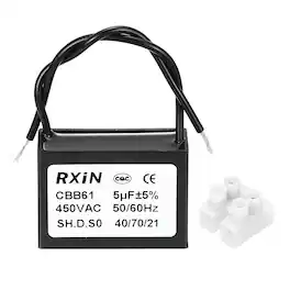 Unique Bargains - 5uF CBB61 Capacitor, AC 450V 2-Wire for Ceiling Fan, Motor Generator, Blower, Exhaust Fan - Black