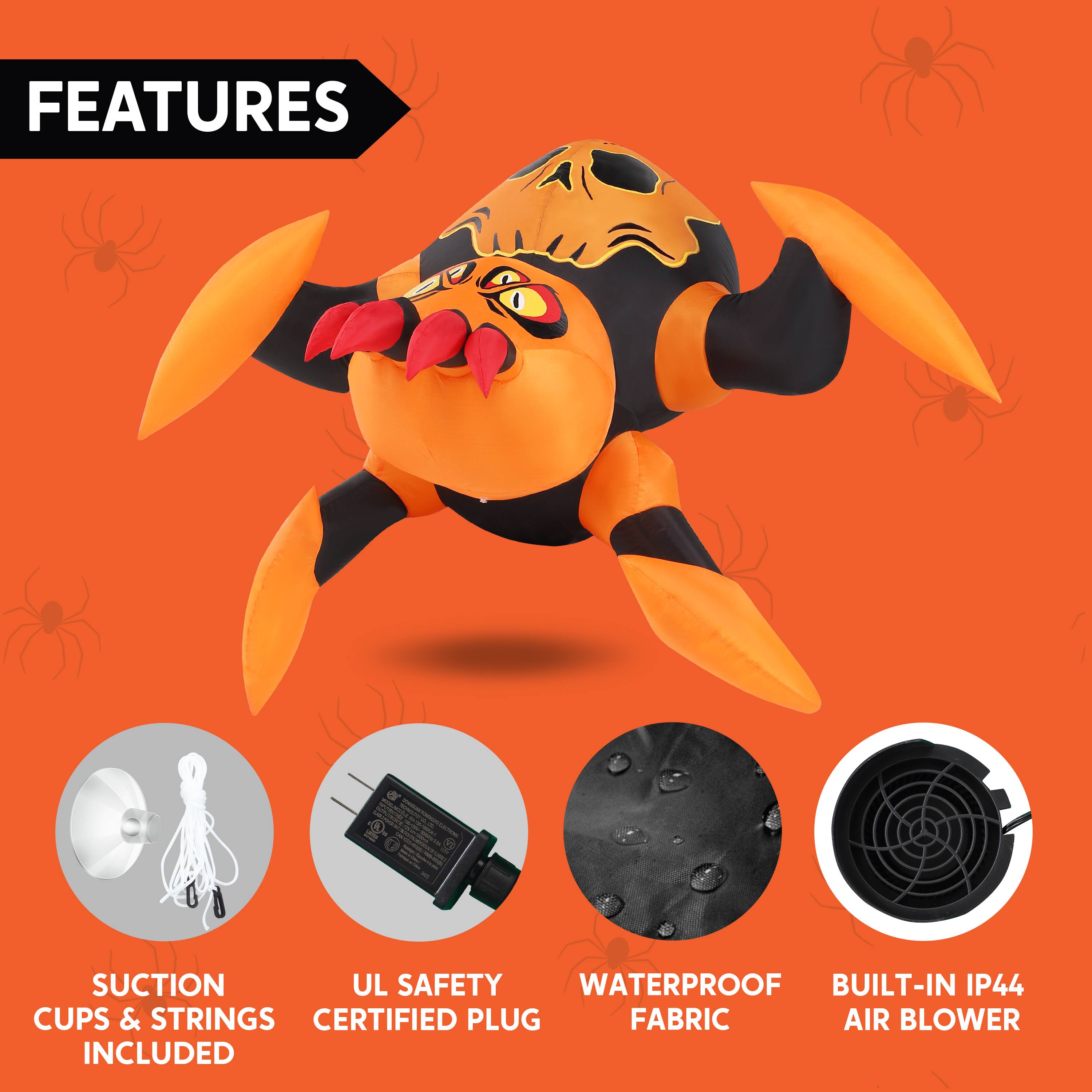 FEATURES

- 5 Suction Cups & Strings Included
- UL Safety Certified Plug
- Waterproof Fabric
- Built-in IP44 Air Blower