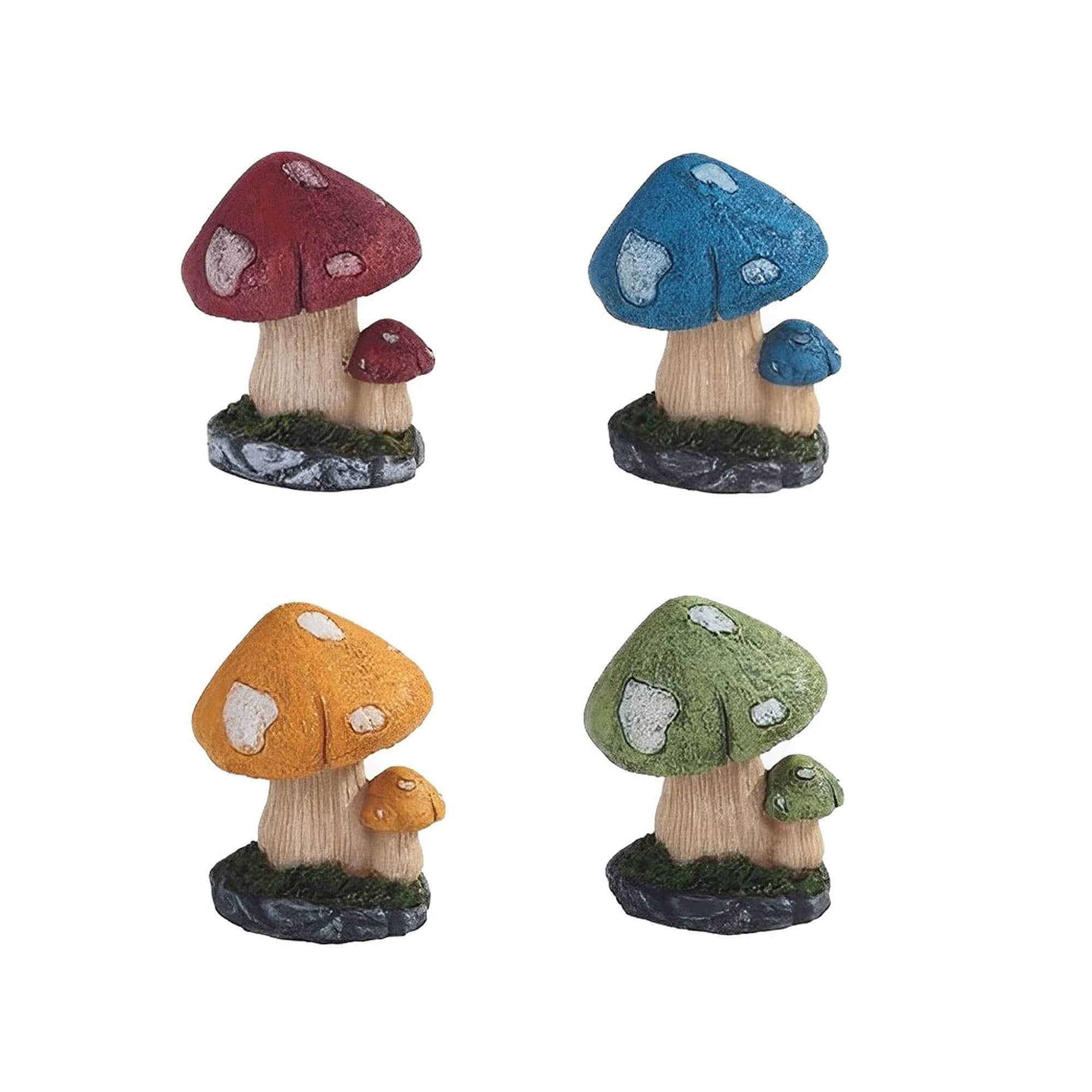 FC Design - 4-PC Mushroom 1.75"H Figurine Set Office Desk Tabletop Home Decor Gift - Multi-Color