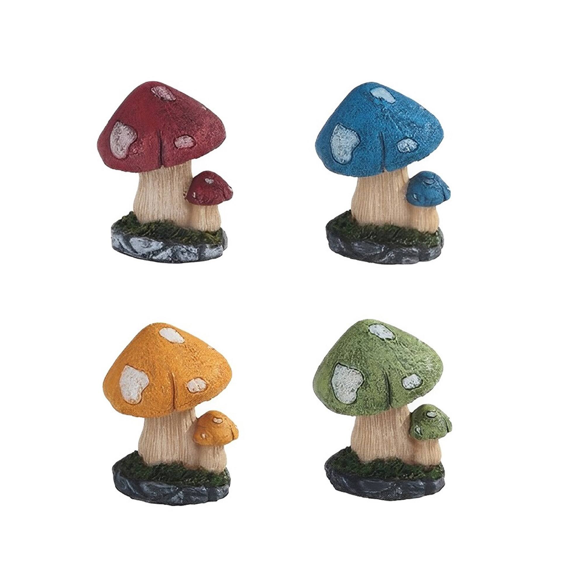 Front. FC Design - FC Design 4-PC Mushroom 1.75"H Figurine Set Office Desk Tabletop Home Decor Gift - Multi-Color.