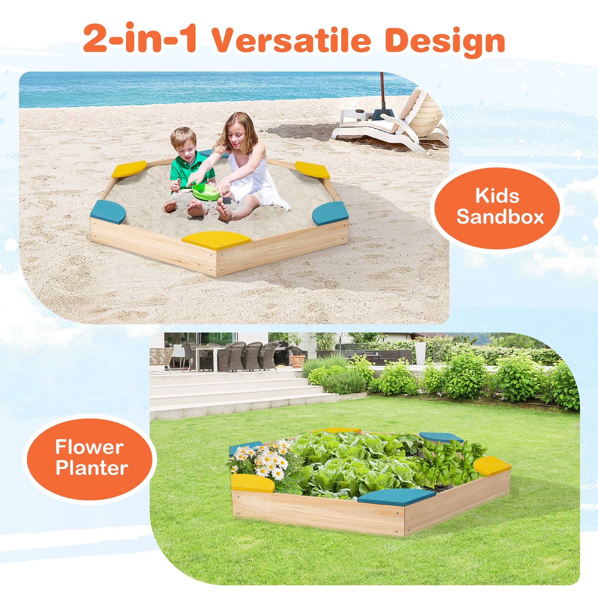 2-in-1 Versatile Design

Kids Sandbox

Flower Planter