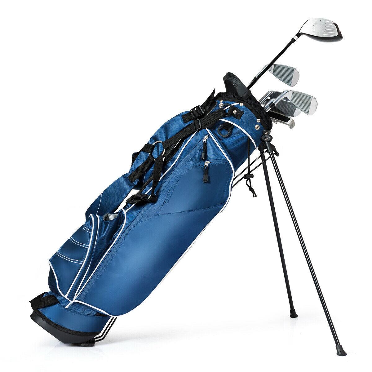 Alt View 9. Gymax - Gymax Blue Golf Stand Cart Bag Club with Carry Organizer Pockets Blue - Blue.