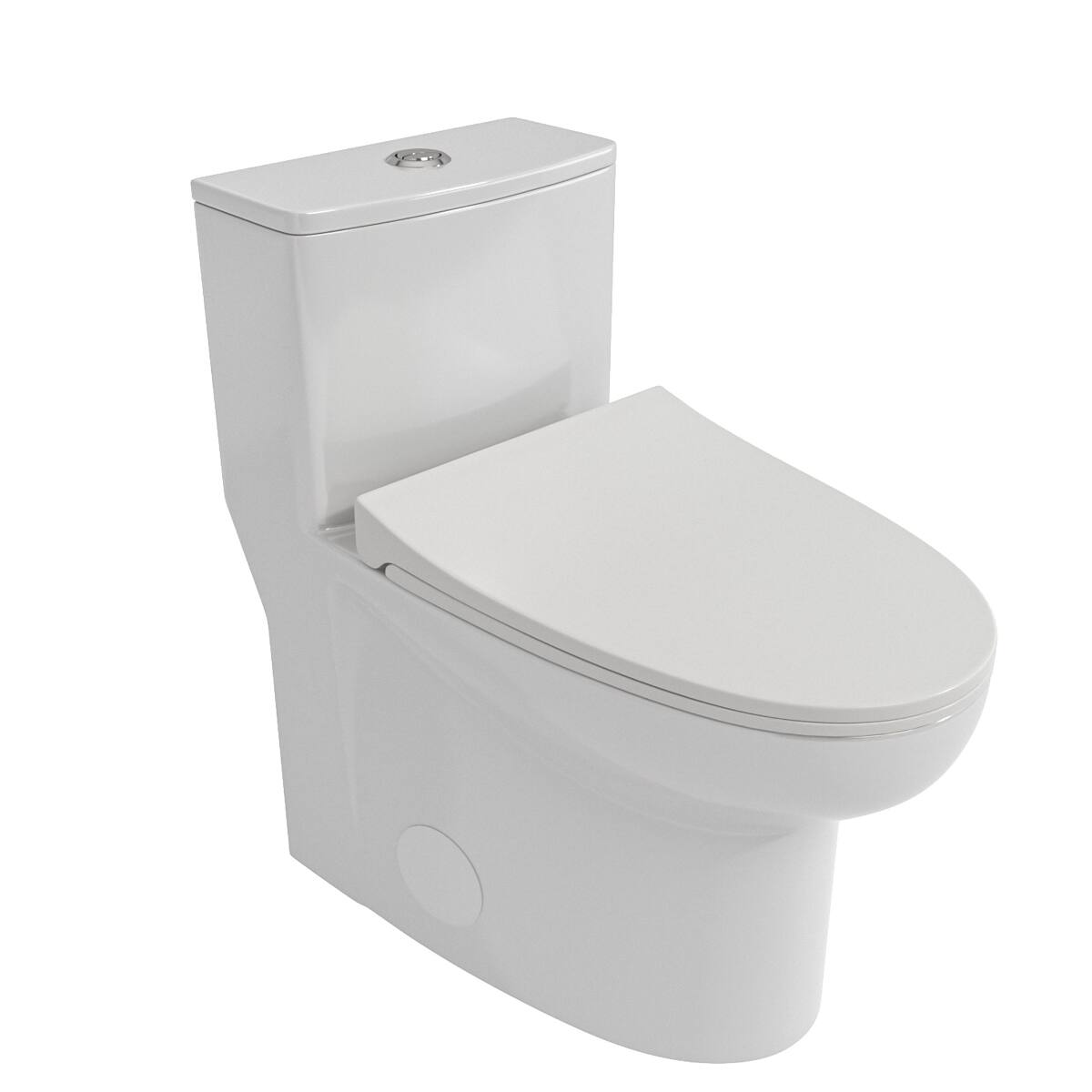 Alt View 4. Loheer - Loheer White Ceramic One-Piece Toilet, Dual Flush, Elongated Bowl, Twelve-Inch Rough-In - White.