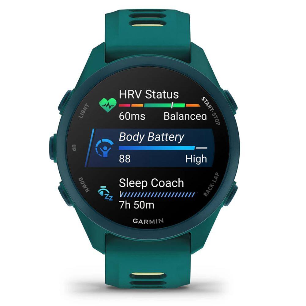 HRV Status  
60ms  
Balancea  

Body Battery  
88  
High  

Sleep Coach  
7h 50m  

GARMIN