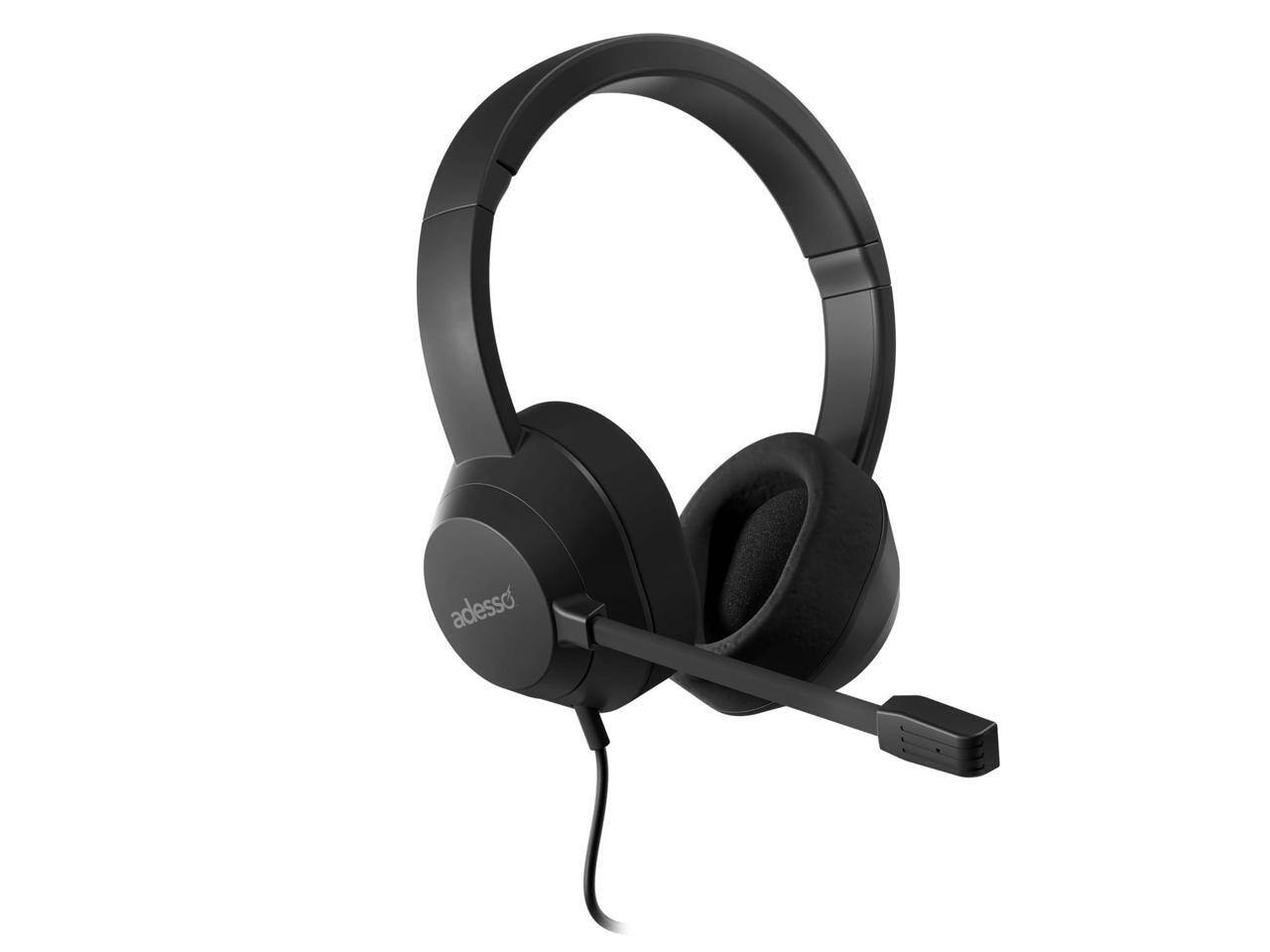Alt View 9. Adesso - Adesso Xtream P7 Wired Headset - AI Controls, USB A/C, 32 Ohm, 6 ft, Omnidirectional Mic - Black.