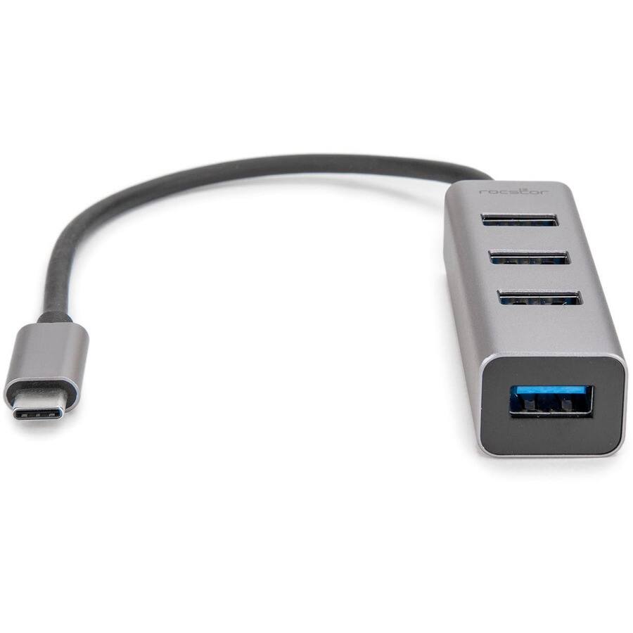 Alt View 3. Rocstor - Rocstor Premium Portable 4 Port Aluminum Hub - USB-C to 4x USB-A Hub - USB 3.0 Hub - Bus Powered - USB C to USB Type-A - Unknown.
