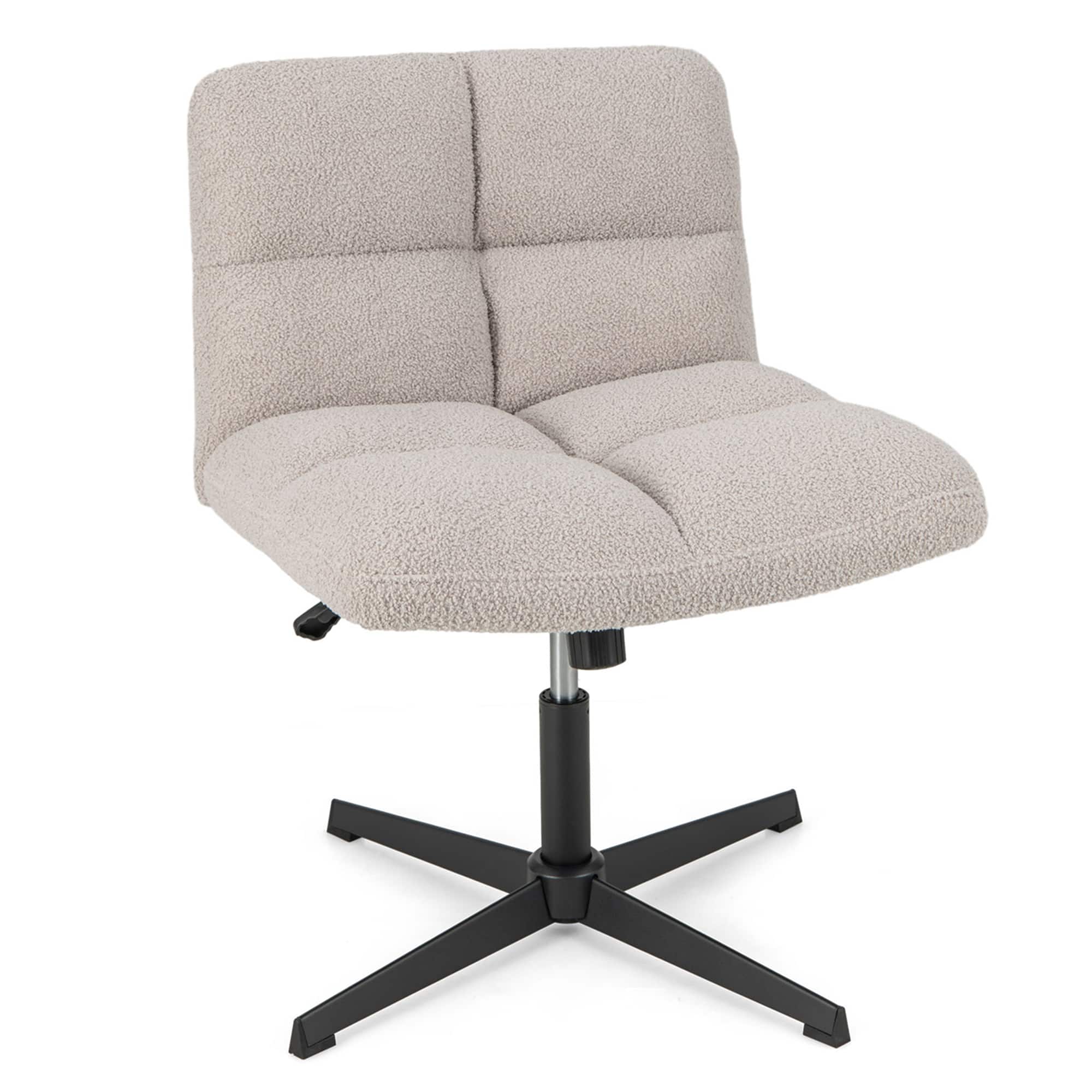 Front. Costway - Modern Armless Swivel Office Chair with Adjustable Height - Grey.
