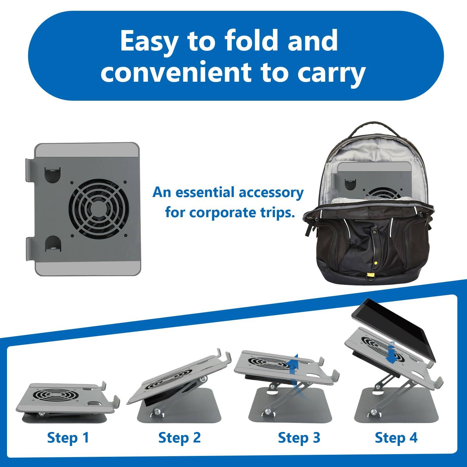 Easy to fold and convenient to carry  
An essential accessory for corporate trips.  

Step 1  
Step 2  
Step 3  
Step 4