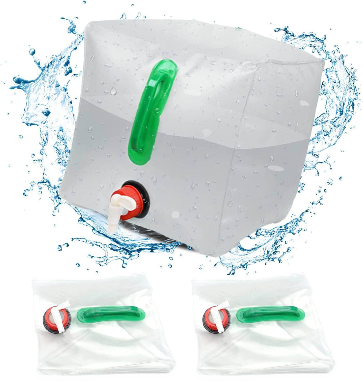 Auledio - 2Pcs 10L Water Bag,Portable Water Container Drinking Water Bag with Tap for Camping Picnic Climbing Hiking Emergency - White