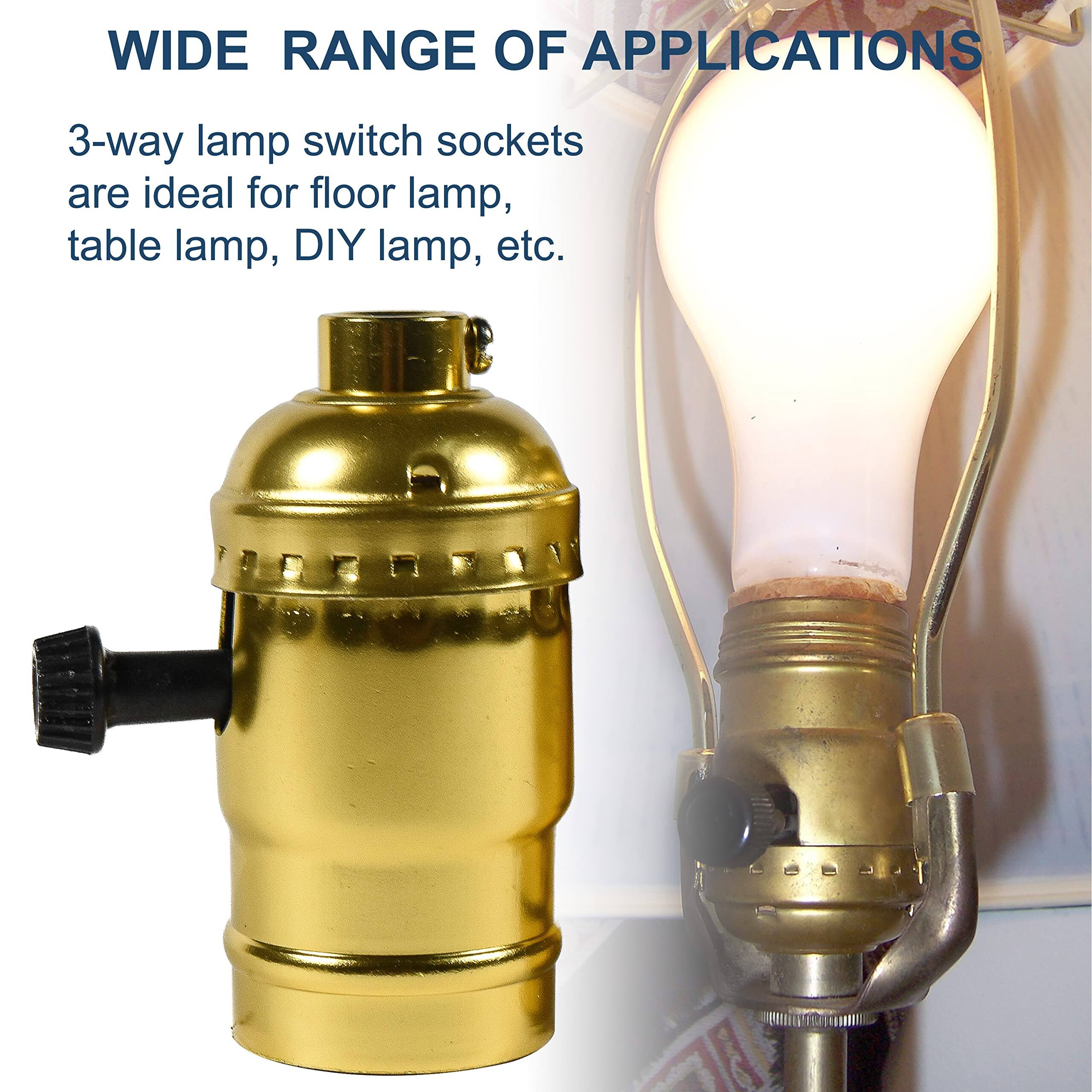 WIDE RANGE OF APPLICATIONS

3-way lamp switch sockets are ideal for floor lamp, table lamp, DIY lamp, etc.