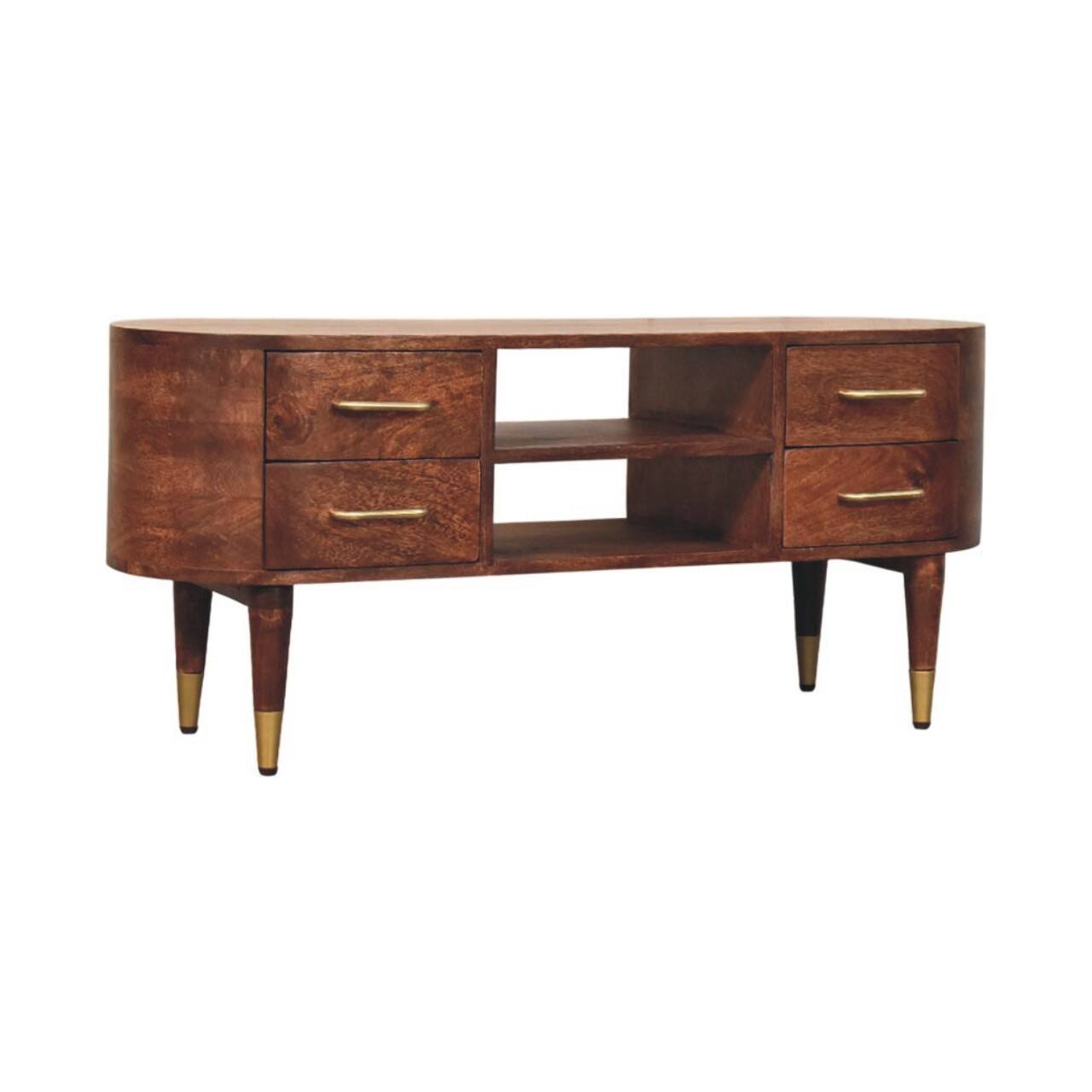 Angle. Artisan Furniture - Artisan Furniture Solid Wood Jetson Curve Media Unit - Brown.