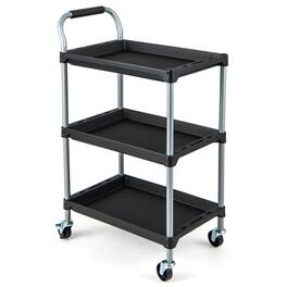 Costway - 3 Layer Utility Rolling Tool Cart with Lockable Universal Wheels Ergonomic Handle - Black