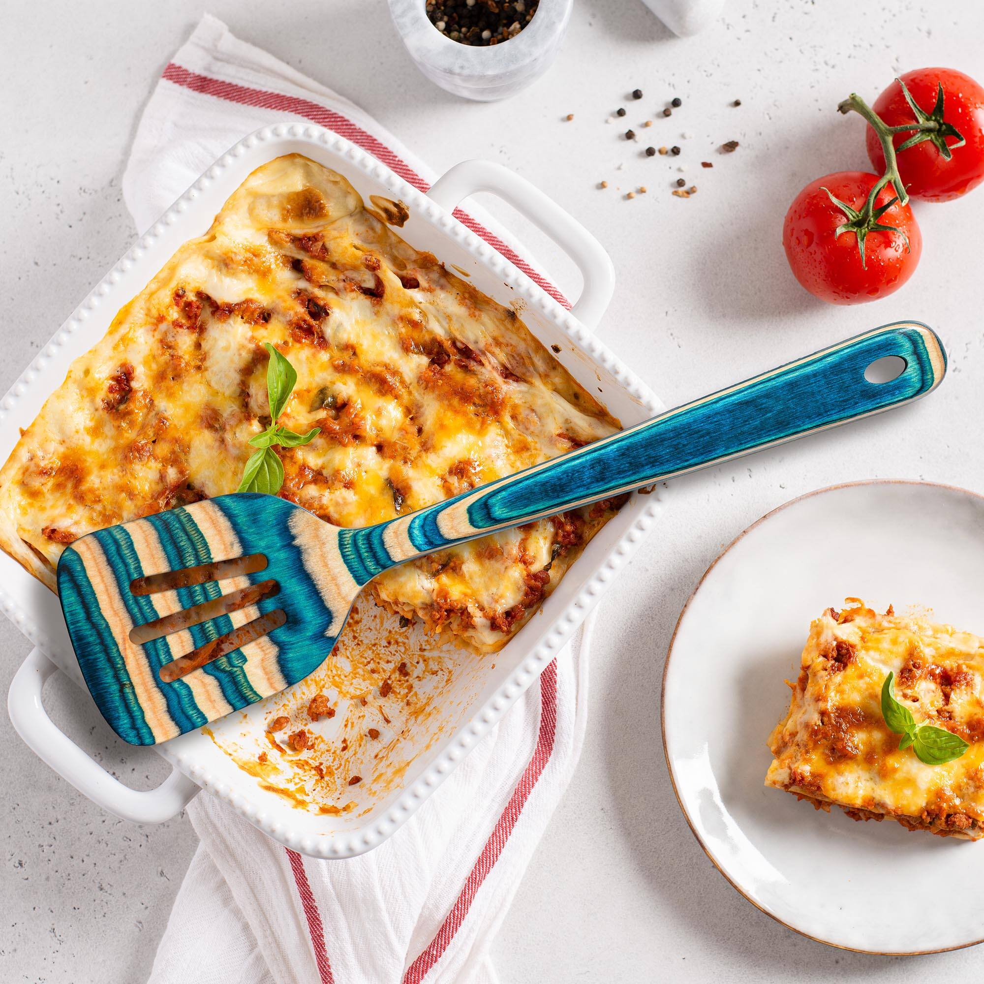 Alt View 1. Baltique - Mykonos Collection 4 Piece Cooking Utensil Set, Safe for Nonstick - Blue, Light Wood.
