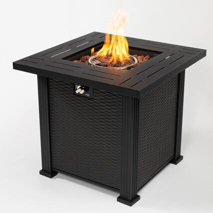 Front. Dexmalle - Dexmalle-28" 50000 BTU Propane Gas Fire Pit Square Table-Black.