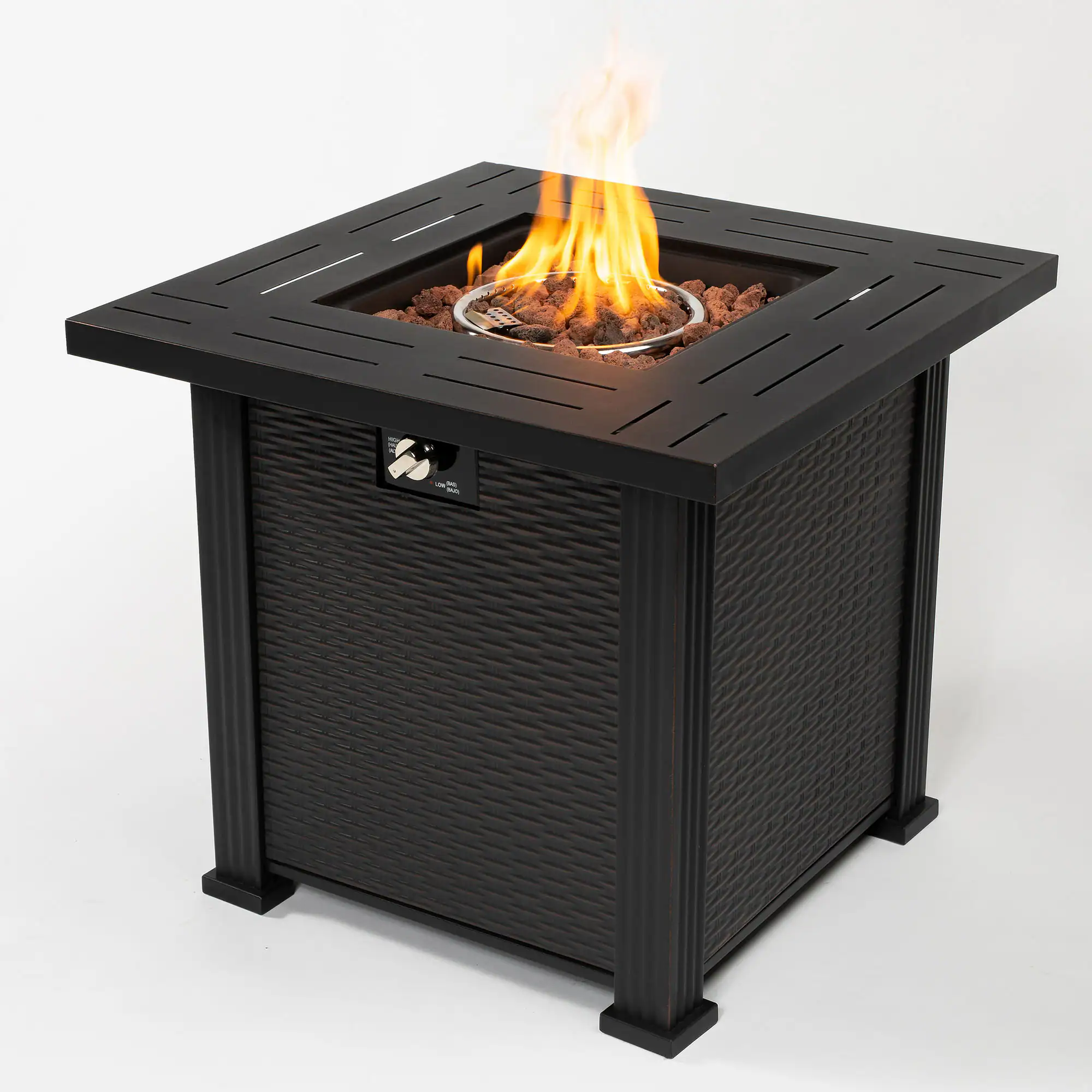 Front. Dexmalle - Dexmalle-28" 50000 BTU Propane Gas Fire Pit Square Table-Black.