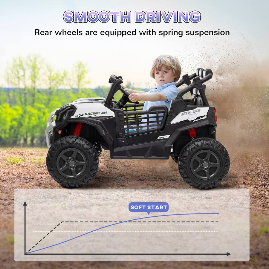 Qaba 24V 2 Seater Ride on UTV, 5MPH 7AH Big Battery Electric Car with ...
