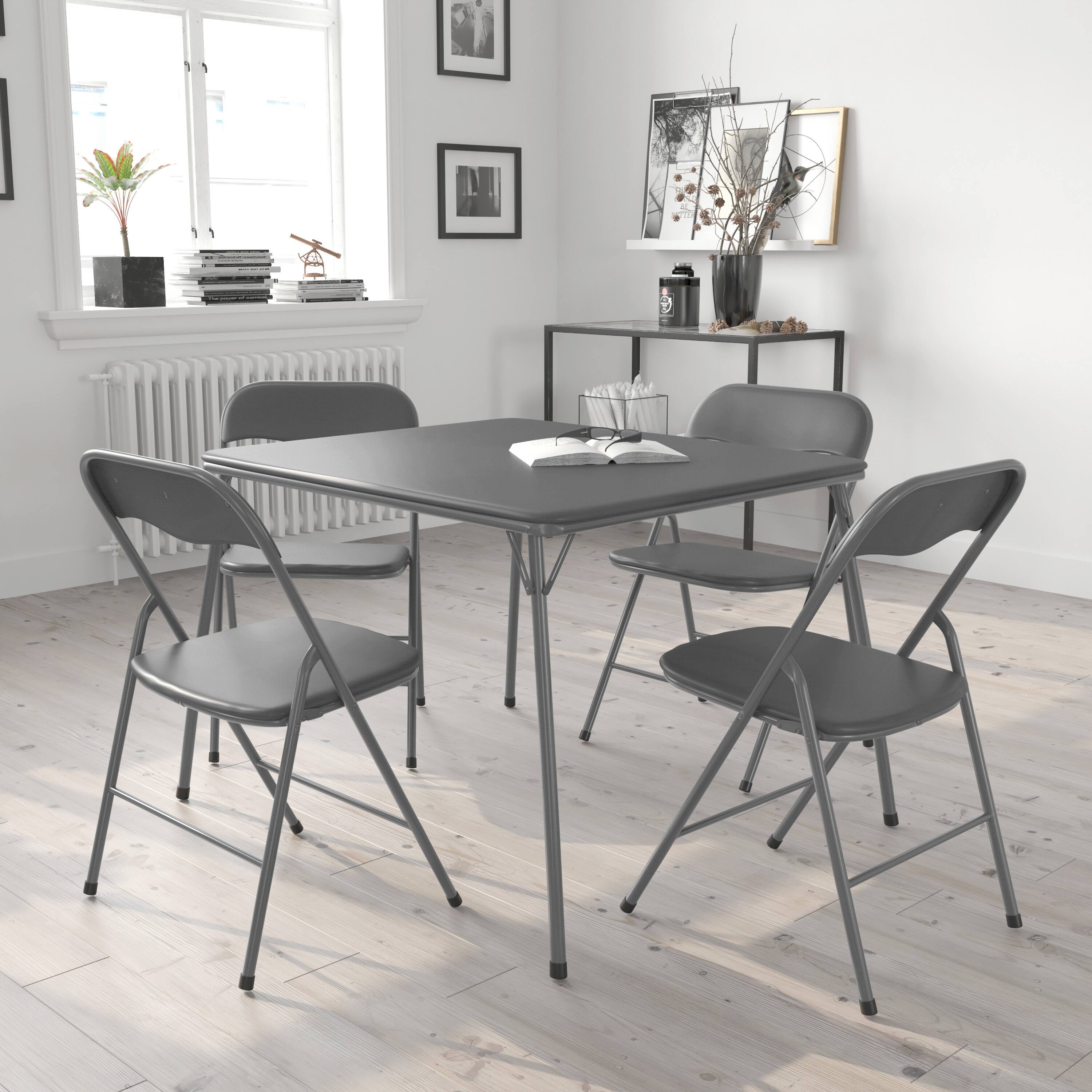 Alt View 1. Emma + Oliver - 5 Piece Folding Card Table and Chair Set - Gray.