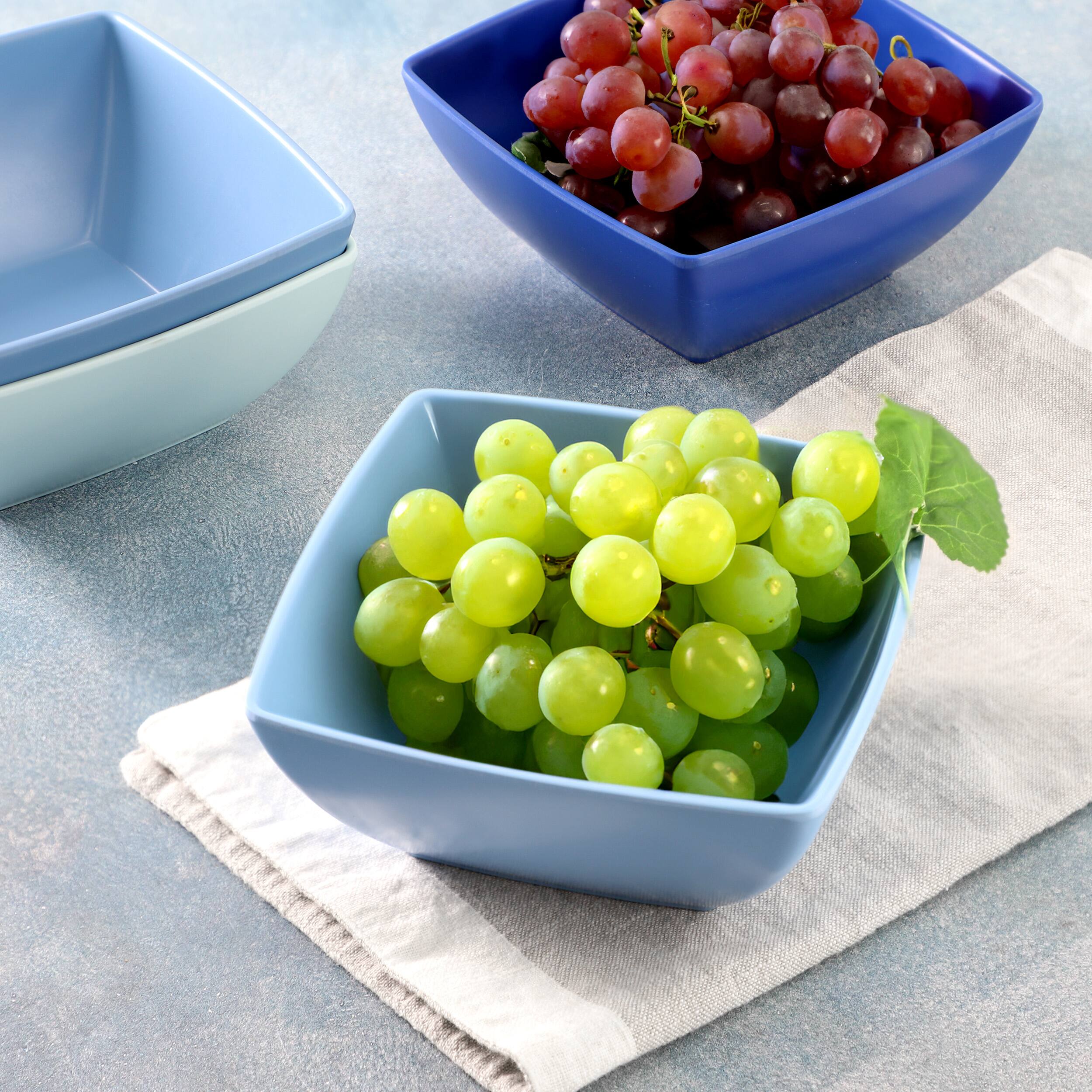 Alt View 5. Gibson - Gibson Home Grayson 4 Piece 6 Inch Square Melamine Dinner Bowl Set in Assorted Blue - Blue.