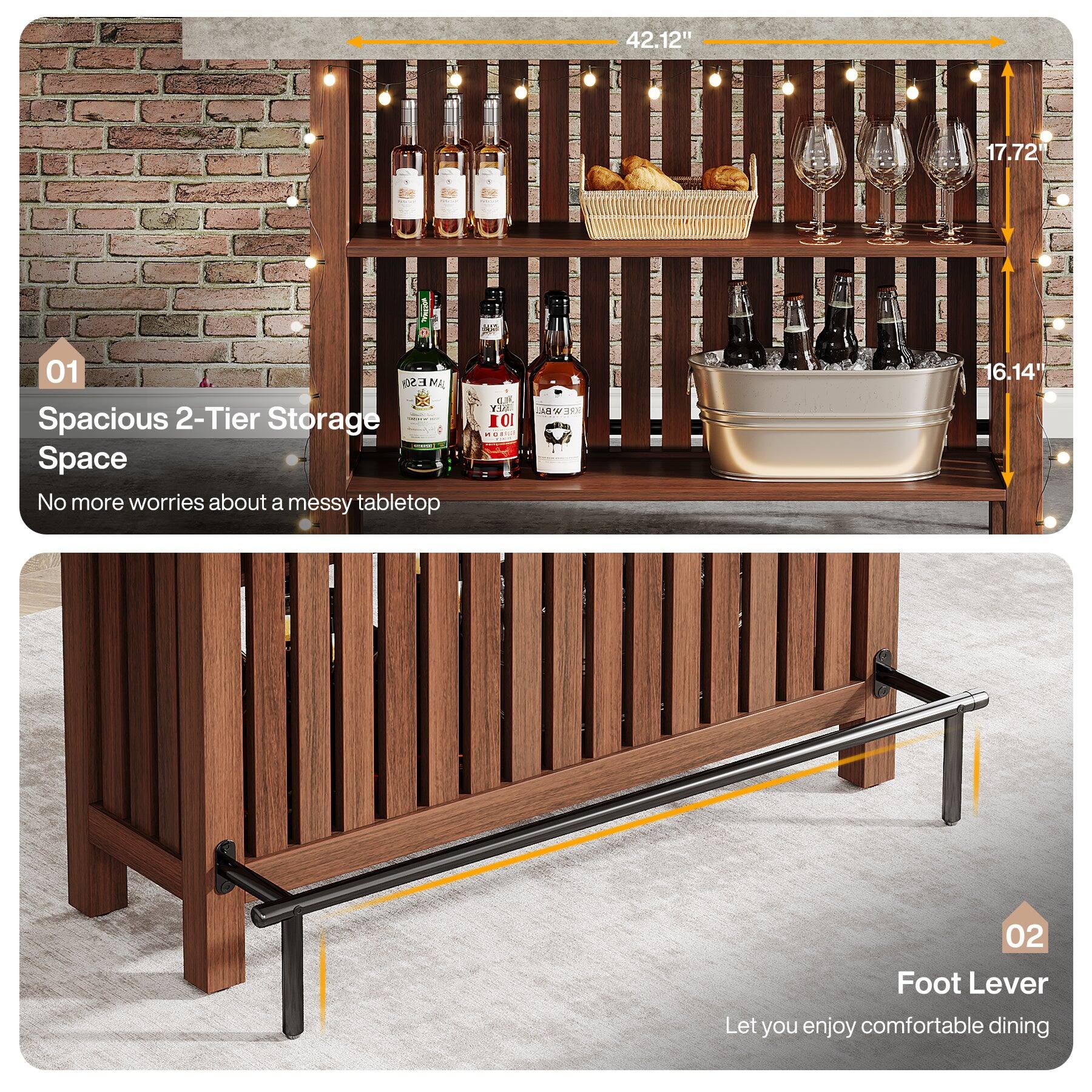 42.12"  
17.72"  
01 Spacious 2-Tier Storage Space  
No more worries about a messy tabletop  

16.14"  
02 Foot Lever  
Let you enjoy comfortable dining