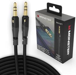 Monster - Gen1 Essentials Mini-to-Mini Interconnect Audio Cable 3.5mm Male to Male, 6.5FT Aux Cord w/Duraflex, Cable for Car, Home - Black