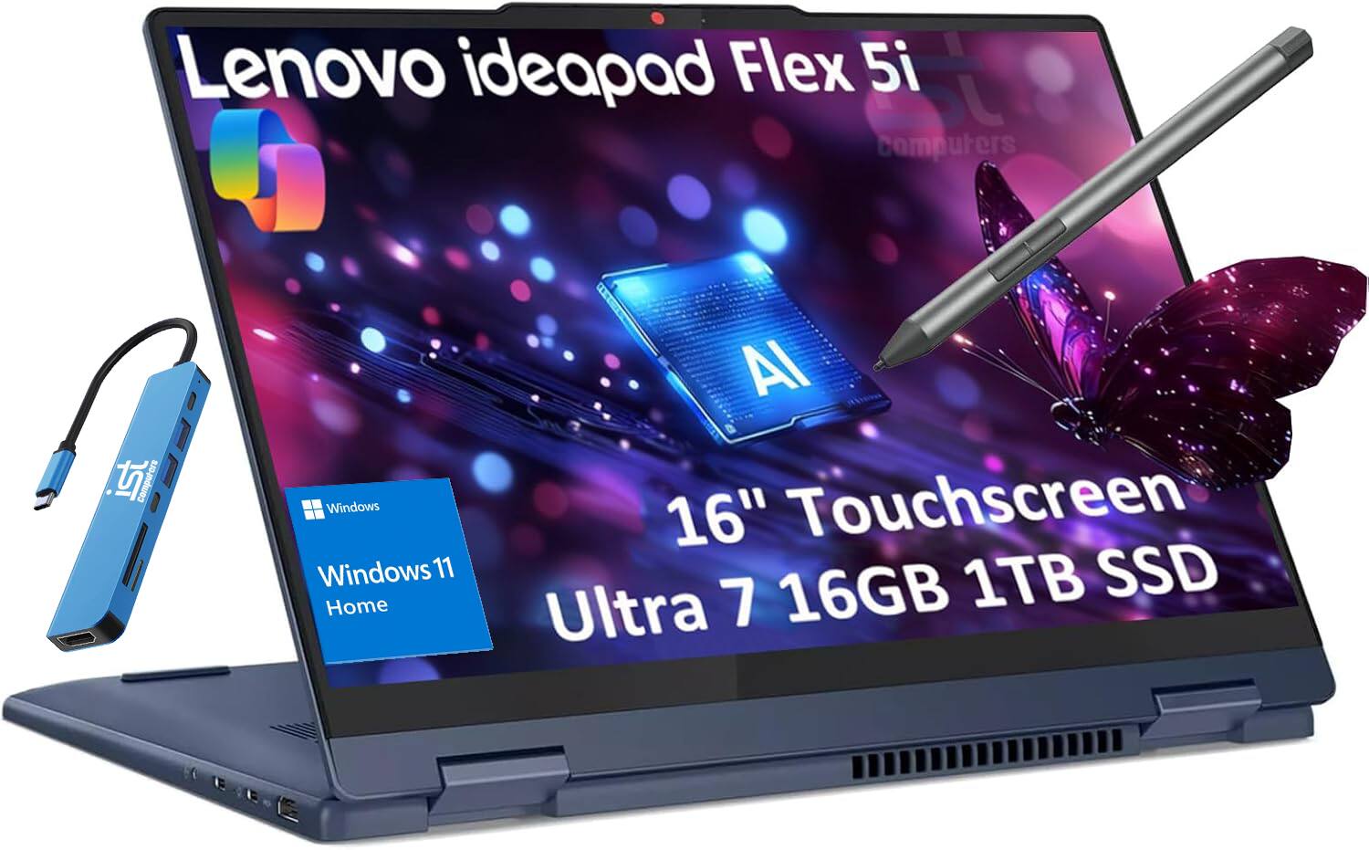 Lenovo ideapad Flex 5i  
16" Touchscreen  
16GB  
1TB SSD  
Windows 11 Home  
AI  
Ultra 7