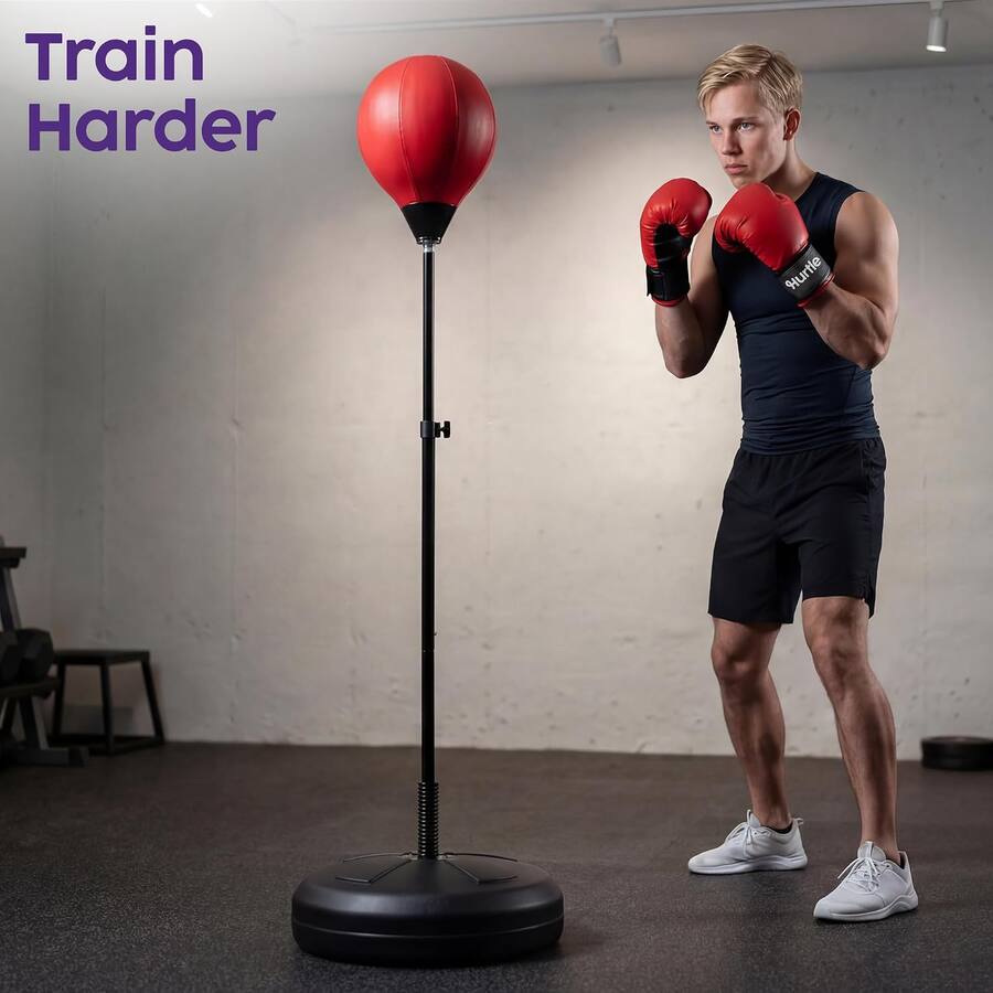 Red Max Exerciser Hurtle Punching Bag with Stand for Adults & Teen, Adjustable ...